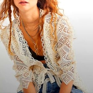 Anna Sui x Free People Rose Trellis 10 | Med Victorian Ivory Blazer | Jacket Top